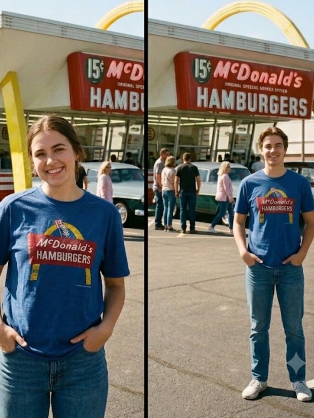 Vintage 1950s McDonald's Hamburgers 15 Cents Blue Short Sleeve T-Shirt - Size S